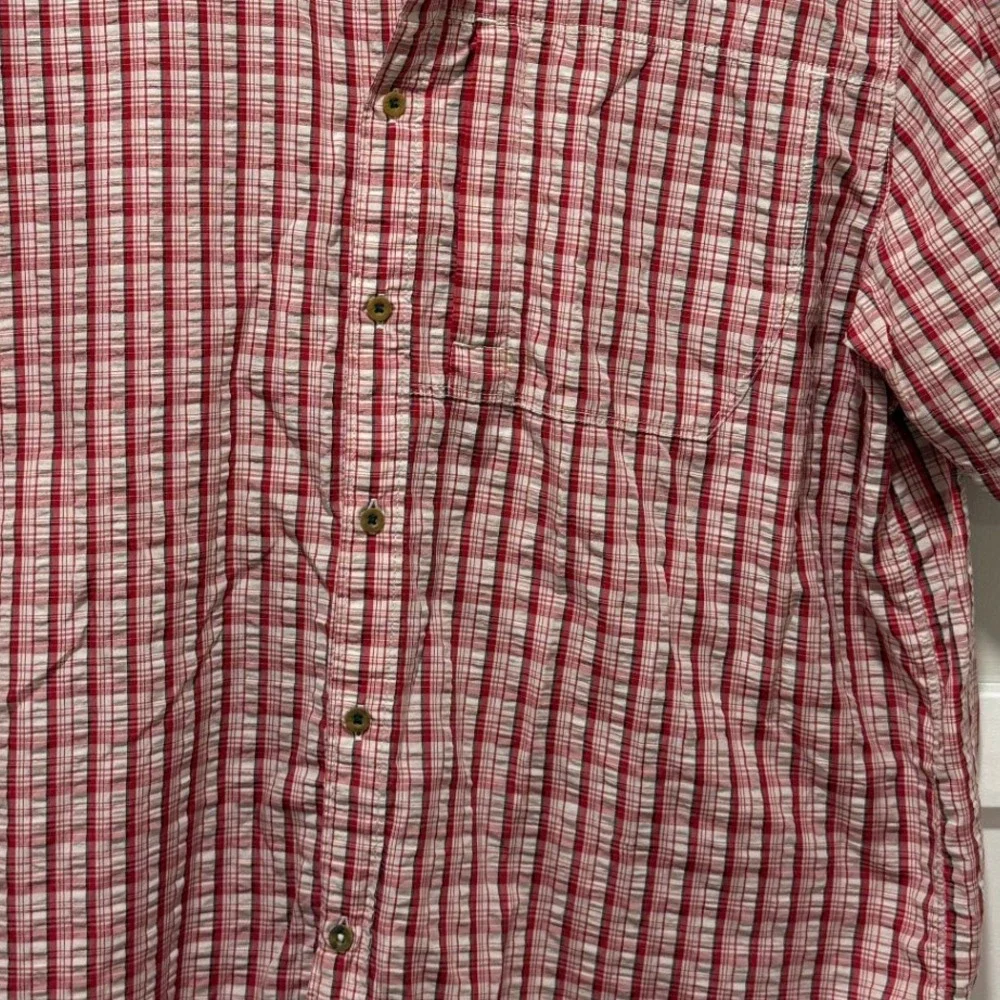 The North Face Short Sleeve Button Down Plaid Red Fall Outdoor Men Size XL